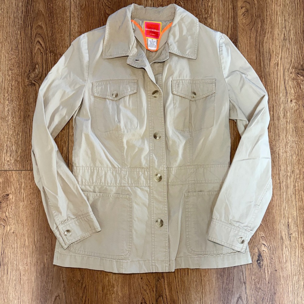 Isaac Mizrahi for Target Women Khaki Cotton Ripstop Utility Jacket Size M